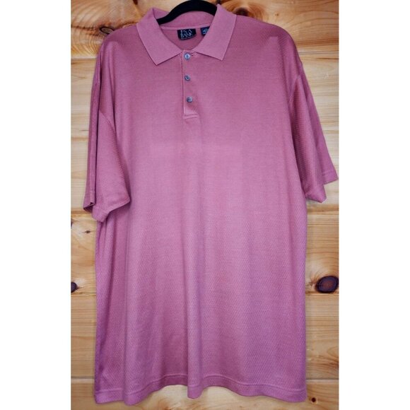 Jos A Bank Signature Men’s Large Silk Blend Dusty Rose Short Sleeve Polo Shirt - Picture 13 of 16